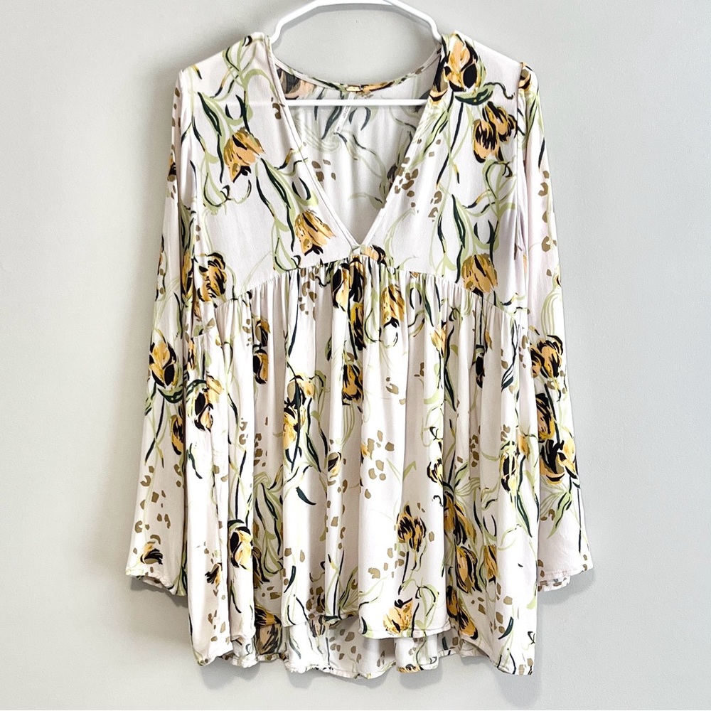 Free People Bella Floral Print Long Sleeve Tunic Top